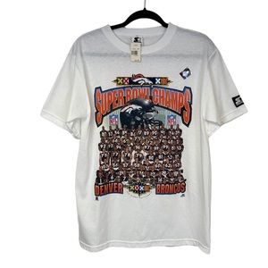 NWT Deadstock 1998 Starter Super Bowl 32 Denver Broncos White T-Shirt XL